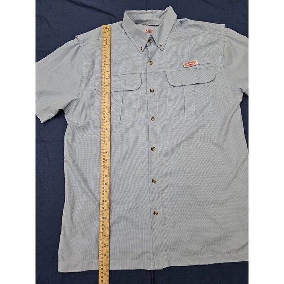 Berkley Shirt Mens Large Fishing Vented Blue Checked Short Sleeve Button Down - Picture 11 of 13